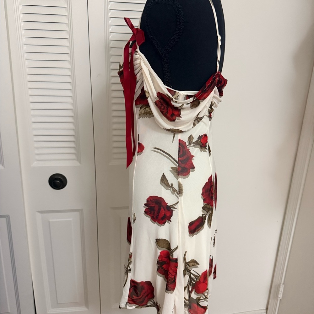 Elegant Floral Dress with Red Accents - Picture 4 of 6